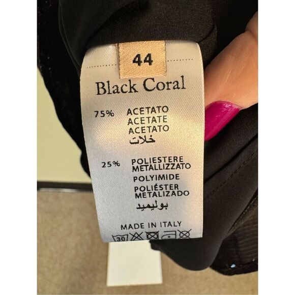 Black Coral NWT Waist Fitted Metallic Stripe Dress in Purple Size IT 44/US 8 - Picture 8 of 10